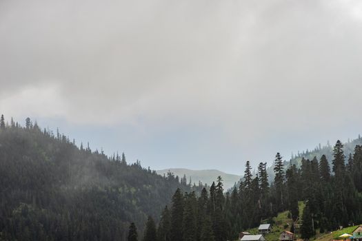 Mountain landscape in famous recreation zone of Guria region in western part of Georgia