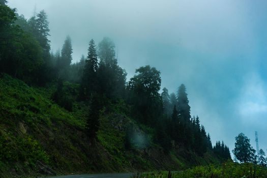 Mountain landscape in famous recreation zone of Guria region in western part of Georgia