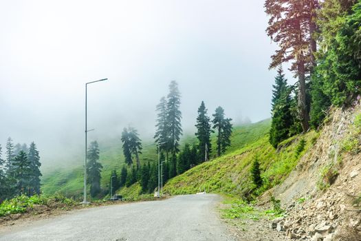 Mountain landscape in famous recreation zone of Guria region in western part of Georgia