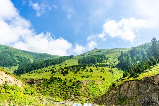 Mountain landscape in famous recreation zone of Guria region in western part of Georgia