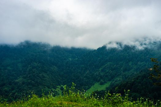 Mountain landscape in famous recreation zone of Guria region in western part of Georgia