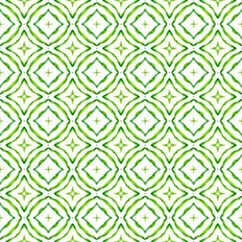 Medallion seamless pattern. Green awesome boho chic summer design. Watercolor medallion seamless border. Textile ready brilliant print, swimwear fabric, wallpaper, wrapping.
