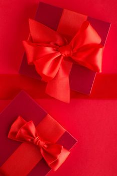 Romantic celebration, lifestyle and birthday present concept - Luxury holiday gifts on red