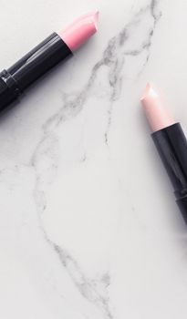 Modern feminine lifestyle, blog background and styled stock concept. Beauty and fashion inspiration - Make-up and cosmetics flatlay on marble