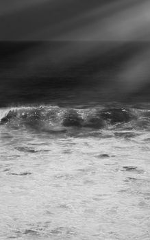 Coastal art print, monochrome and seascape concept - Atlantic ocean coast scenery, fine art