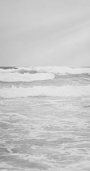 Coastal art print, monochrome and seascape concept - Atlantic ocean coast scenery, fine art