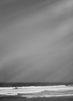 Coastal art print, monochrome and seascape concept - Atlantic ocean coast scenery, fine art