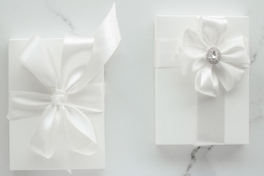 Romantic celebration, lifestyle and holiday present concept - Luxury wedding gifts on marble