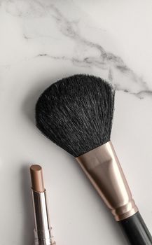 Make-up and cosmetics products on marble, flatlay background - modern feminine lifestyle, beauty blog and fashion inspiration concept