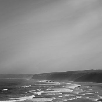 Coastal art print, monochrome and seascape concept - Atlantic ocean coast scenery, fine art