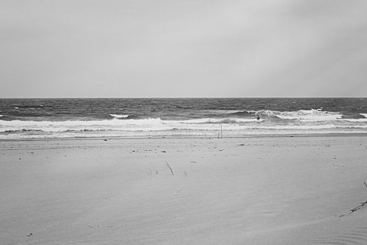 Coastal art print, monochrome and seascape concept - Atlantic ocean coast scenery, fine art