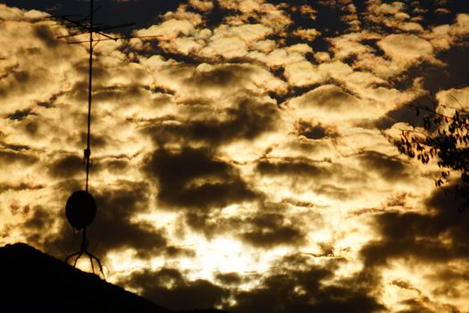 Wire and sunset. Shooting Location: Yokohama-city kanagawa prefecture
