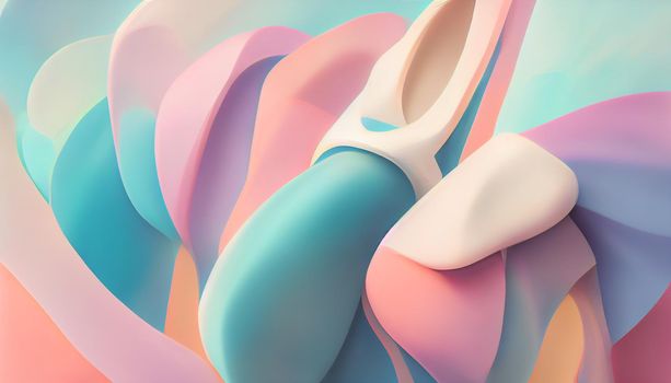 Abstract 3D Render ballerina curvy extrusions in vivid pastel colors