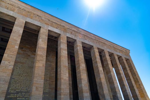 Ankara, Turkey - July 05, 2022: Anıtkabir, located in Ankara, is the mausoleum of Mustafa Kemal Atatürk, the founder of the Turkish Republic.