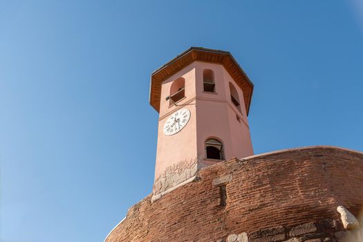 The historical clock in Ankara Castle in Ankara, the capital city of Turkey.