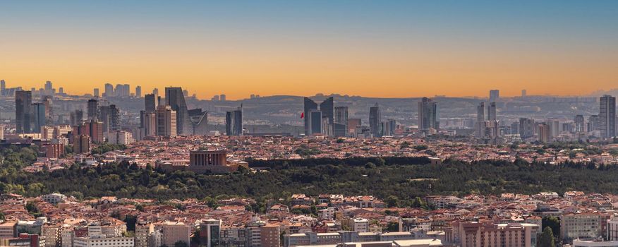 Beautiful panoramic view of Ankara, the capital of Turkey, at sunset