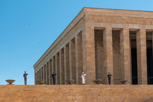 Ankara, Turkey - July 05, 2022: Anıtkabir, located in Ankara, is the mausoleum of Mustafa Kemal Atatürk, the founder of the Turkish Republic.