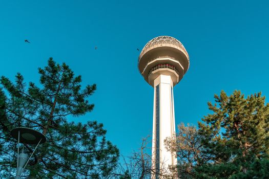 Ankara, Turkey - July 05, 2022: Atakule Tower is the primary landmark of Ankara, Turkey
