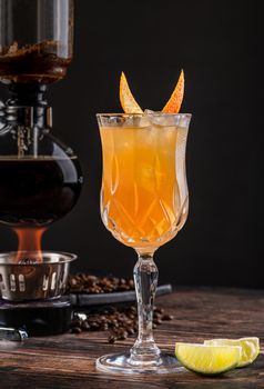 Delicious and luxurious cocktail made with brewed coffee and citrus fruits