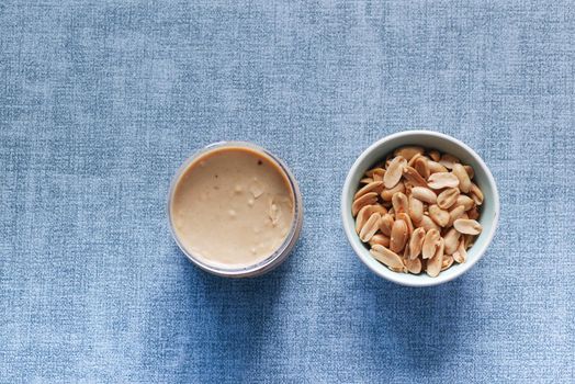 top view of peanut butter in a container