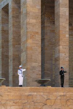 Ankara, Turkey - July 05, 2022: Anitkabir, located in Ankara, is the mausoleum of Mustafa Kemal Ataturk, the founder of the Turkish Republic.