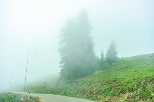 Mountain landscape in famous recreation zone of Guria region in western part of Georgia