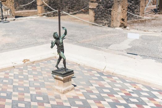 View of the House of the Faun in the Roman archaeological site of Pompeii, in Italy.