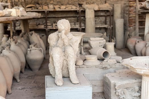 View of the Roman archaeological site of Pompeii, in Italy.