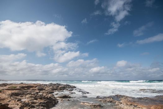 Seascape. Sunny summer day. Formentera island, Spain.