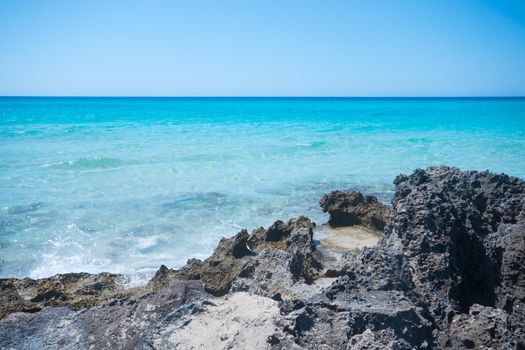 Seascape. Sunny summer day. Formentera island, Spain.