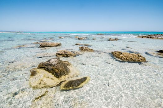 Seascape. Sunny summer day. Formentera island, Spain.