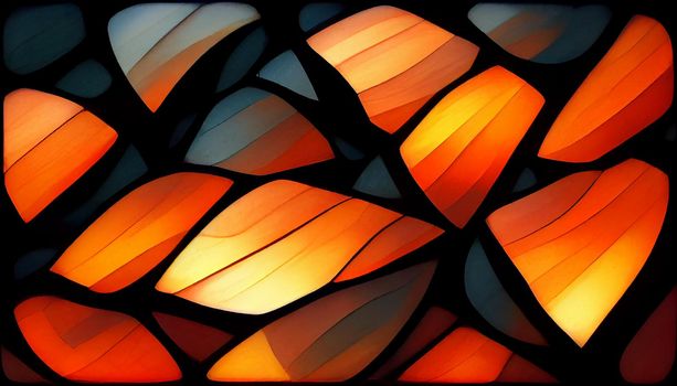Orange glowing stained glass pattern background. Beautiful abstract wallpaper Full HD.