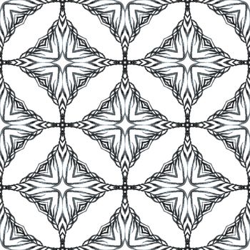 Textile ready immaculate print, swimwear fabric, wallpaper, wrapping. Black and white fabulous boho chic summer design. Mosaic seamless pattern. Hand drawn green mosaic seamless border.