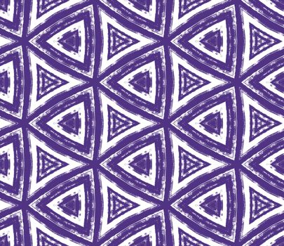 Tiled watercolor pattern. Purple symmetrical kaleidoscope background. Textile ready resplendent print, swimwear fabric, wallpaper, wrapping. Hand painted tiled watercolor seamless.