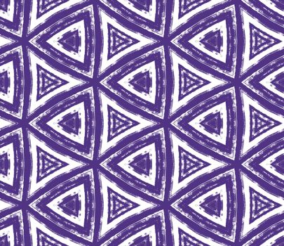 Tiled watercolor pattern. Purple symmetrical kaleidoscope background. Textile ready resplendent print, swimwear fabric, wallpaper, wrapping. Hand painted tiled watercolor seamless.