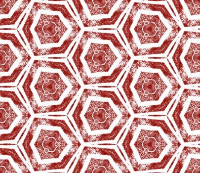 Arabesque hand drawn pattern. Maroon symmetrical kaleidoscope background. Oriental arabesque hand drawn design. Textile ready magnificent print, swimwear fabric, wallpaper, wrapping.