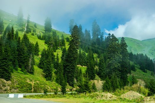 Mountain landscape in famous recreation zone of Guria region in western part of Georgia