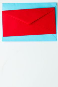 Communication, newsletter and business concept - Envelopes on marble background, message