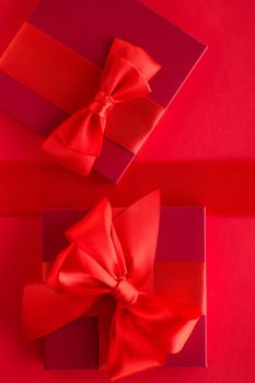 Romantic celebration, lifestyle and birthday present concept - Luxury holiday gifts on red