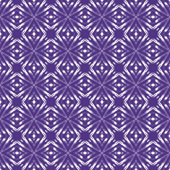 Striped hand drawn pattern. Purple symmetrical kaleidoscope background. Repeating striped hand drawn tile. Textile ready surprising print, swimwear fabric, wallpaper, wrapping.