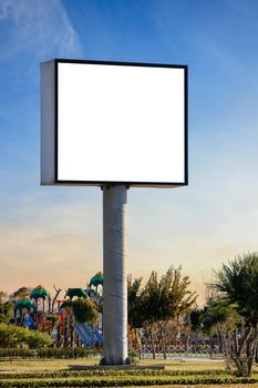 blank open air megaboard mock up in the city on sunny day