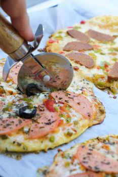 Frozen Italian pizza ready to be baked