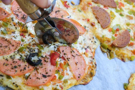 Frozen Italian pizza ready to be baked