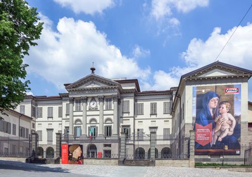 Front view of the Accademia Carrara. Bergamo, ITALY - May 11, 2018.