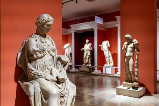 ANTALYA, TURKEY - JANUARY 18, 2020: Antalya Archeological Museum is one of Turkey's largest museums located in Antalya city in Turkey