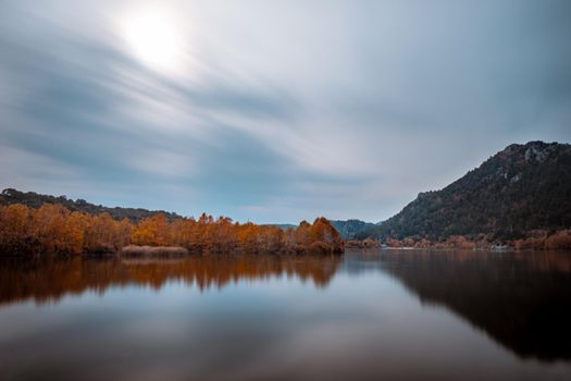 Kovada Lake in Autumn aerial photo shoot with drone