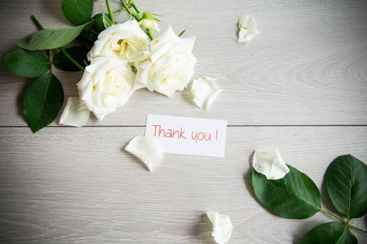 beautiful background of many white roses on a light wooden