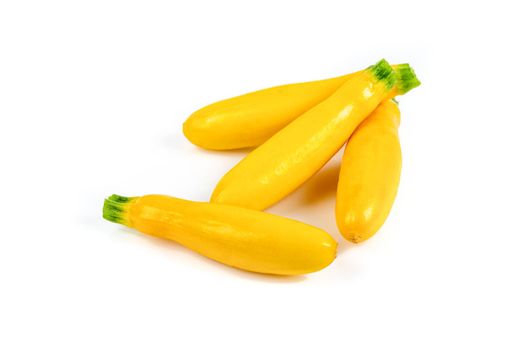 Summer squash or yellow squash on white background