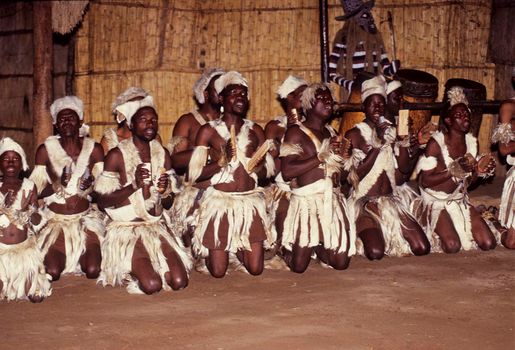 Zulu tribal dance show, Victoria Falls, Zimbabwe, Africa