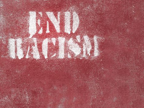 End racism message on wall. END RACISM on red wall. Ideal for concepts and backgrounds. Space for text.